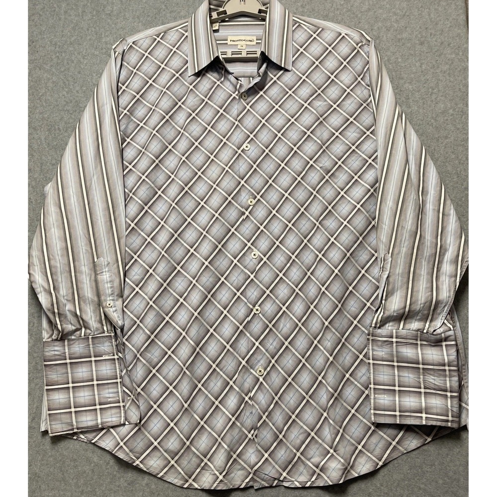 Pronto Uomo Mens Dress Shirt French/Double Cuff 18/35-36 or  XXL